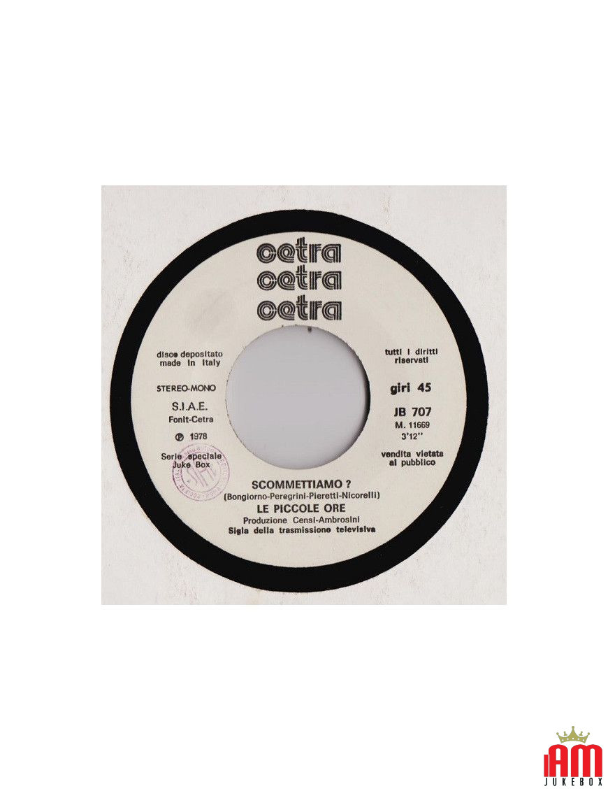 Let it bet? Nobody But You [Le Piccole Ore,...] - Vinyl 7", 45 RPM, Jukebox [product.brand] 1 - Shop I'm Jukebox 