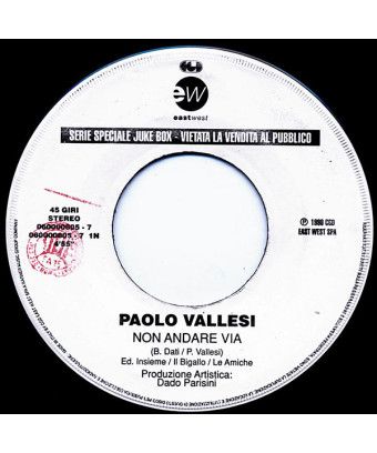 Don't Go Away I'd Like to Meet You in One Hundred Years [Paolo Vallesi,...] - Vinyl 7", 45 RPM, Jukebox [product.brand] 1 - Shop