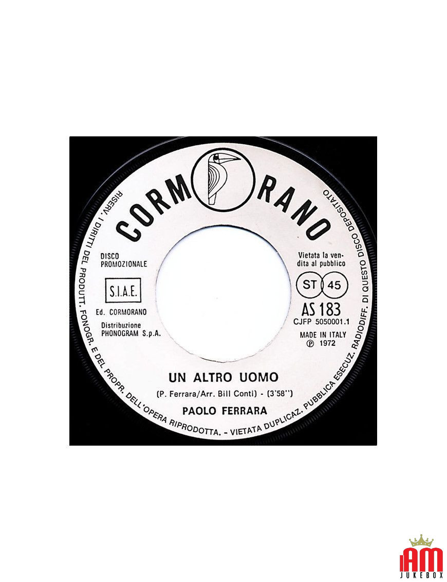 Un Altro Uomo I'd Love You To Want Me [Paolo Ferrara,...] - Vinyl 7", 45 RPM, Promo [product.brand] 1 - Shop I'm Jukebox 