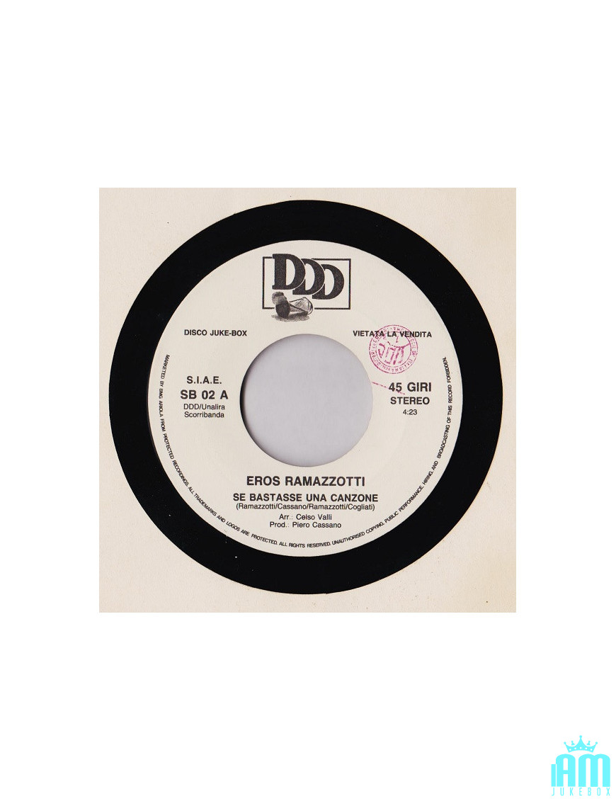 If A Dalì Song was Enough [Eros Ramazzotti,...] – Vinyl 7", 45 RPM, Jukebox [product.brand] 1 - Shop I'm Jukebox 