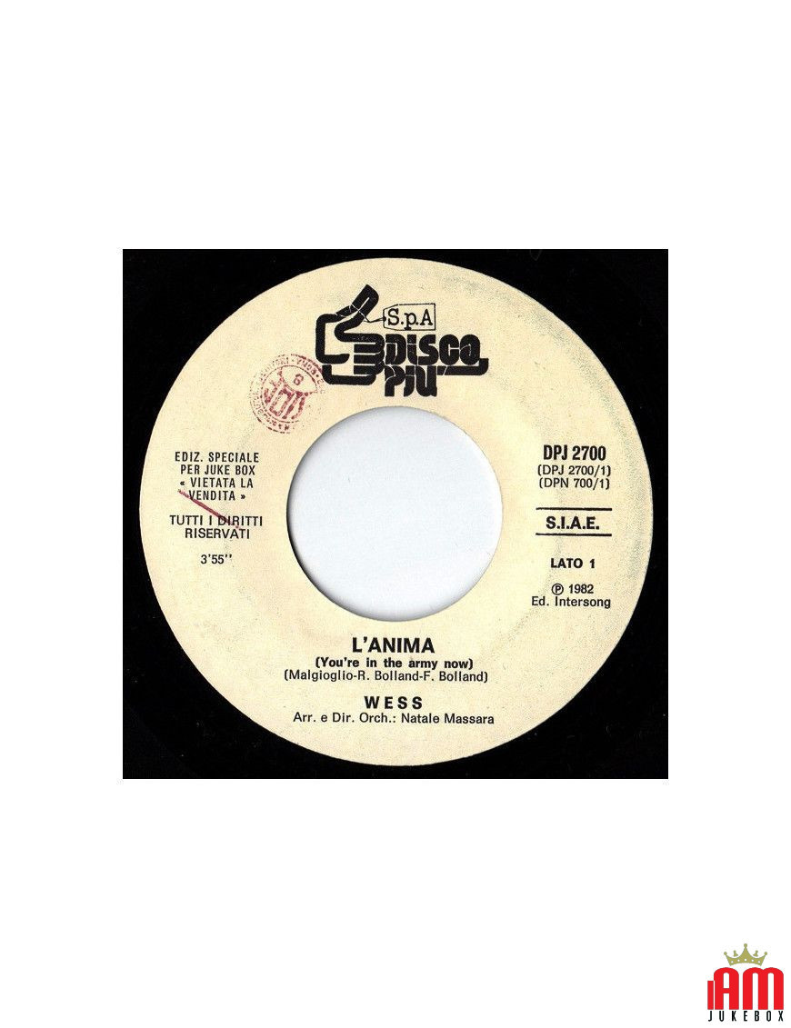 L'Anima (You're In The Army Now) Taci [Wess Johnson,...] – Vinyl 7", 45 RPM, Jukebox [product.brand] 1 - Shop I'm Jukebox 