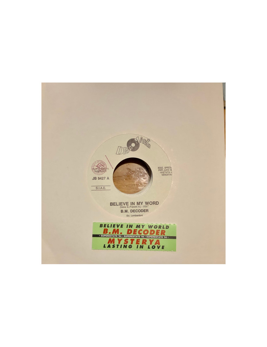 Believe In My Word Lasting In Love [BM Decoder,...] - Vinyl 7", 45 RPM, Jukebox [product.brand] 1 - Shop I'm Jukebox 