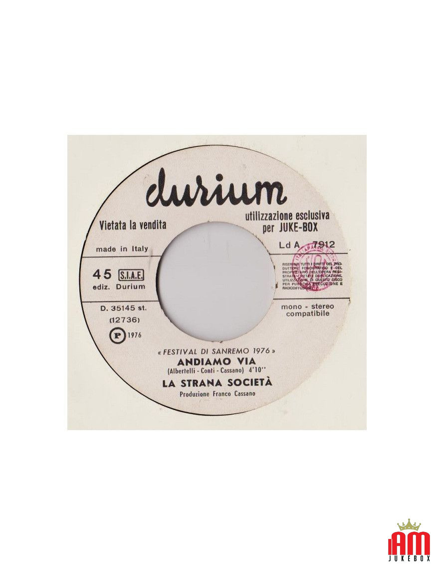 Partons tels que tu es, avec qui tu es [La Strana Società,...] - Vinyl 7", 45 RPM, Jukebox [product.brand] 1 - Shop I'm Jukebox 