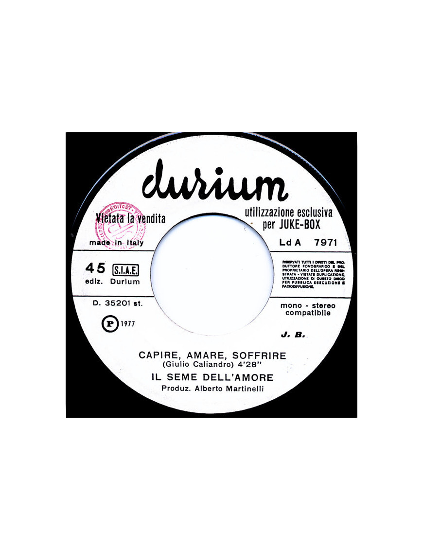 Capire, Amare, Soffrire   Love Sign [Il Seme Dell'Amore,...] - Vinyl 7", 45 RPM, Jukebox