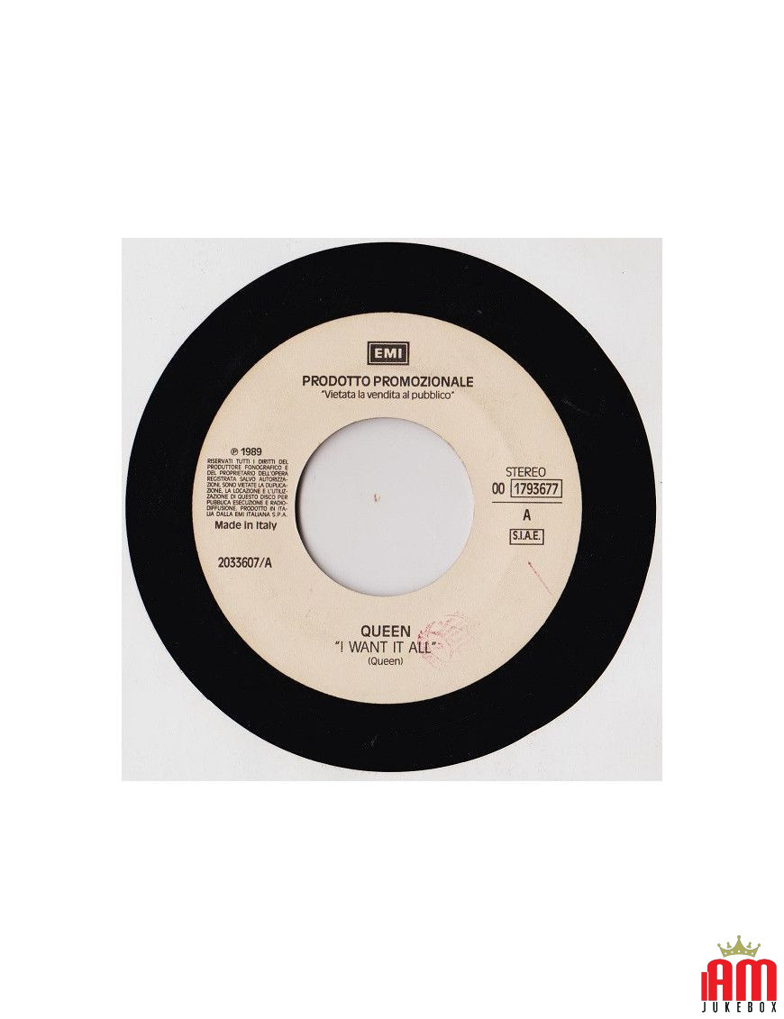 I Want It All Satisfied [Queen,...] – Vinyl 7", 45 RPM, Promo [product.brand] 1 - Shop I'm Jukebox 