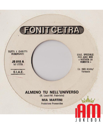 Au moins toi dans l'univers Songs [Mia Martini,...] - Vinyle 7", 45 tours, Jukebox