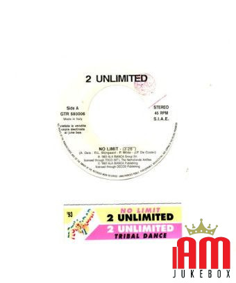 No Limit Tribal Dance [2 Unlimited] – Vinyl 7", 45 RPM, Jukebox [product.brand] 1 - Shop I'm Jukebox 