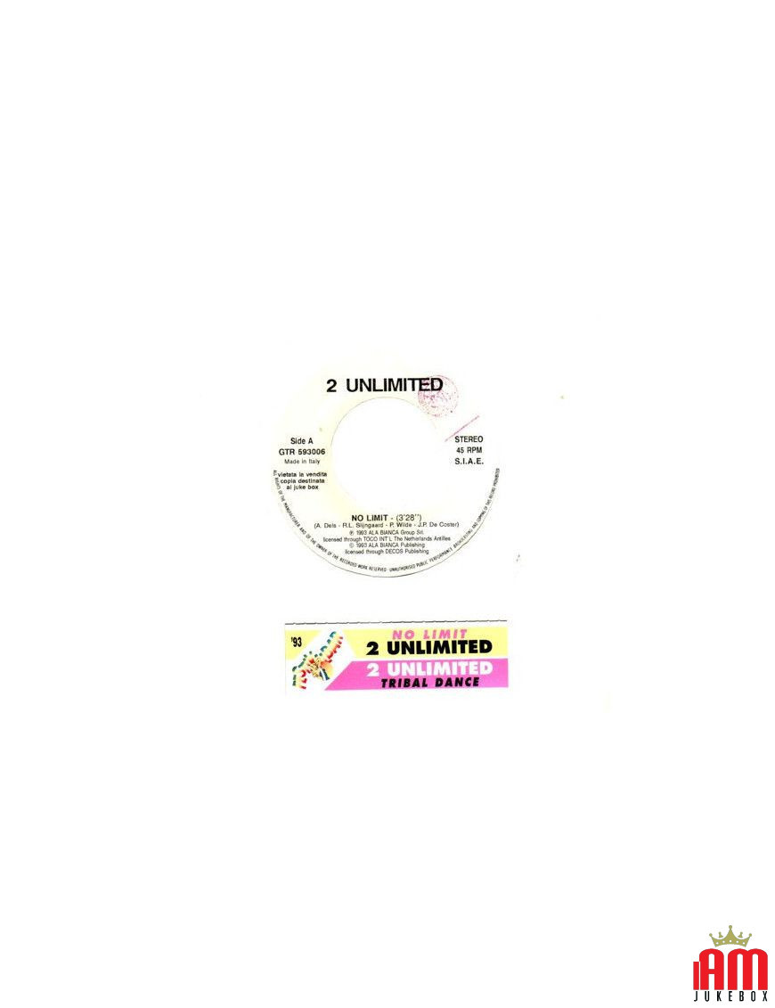 No Limit Tribal Dance [2 Unlimited] – Vinyl 7", 45 RPM, Jukebox [product.brand] 1 - Shop I'm Jukebox 