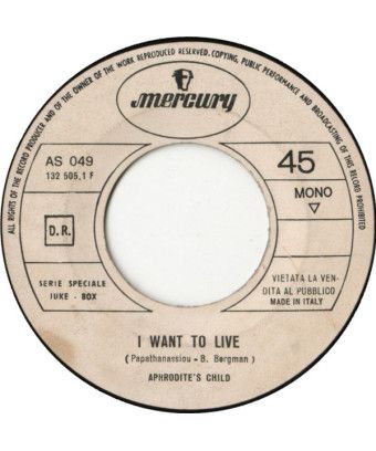 I Want To Live Occhi Caldi Warm Eyes [Aphrodite's Child,...] – Vinyl 7", 45 RPM, Jukebox, Mono [product.brand] 1 - Shop I'm Juke