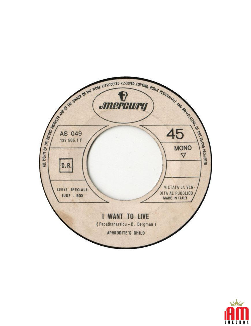 I Want To Live Occhi Caldi Warm Eyes [Aphrodite's Child,...] - Vinyl 7", 45 RPM, Jukebox, Mono [product.brand] 1 - Shop I'm Juke