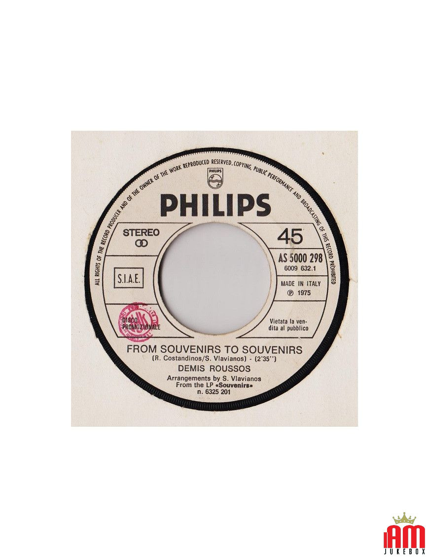 From Souvenirs To Souvenirs Sera [Demis Roussos,...] – Vinyl 7", 45 RPM, Jukebox, Promo [product.brand] 1 - Shop I'm Jukebox 