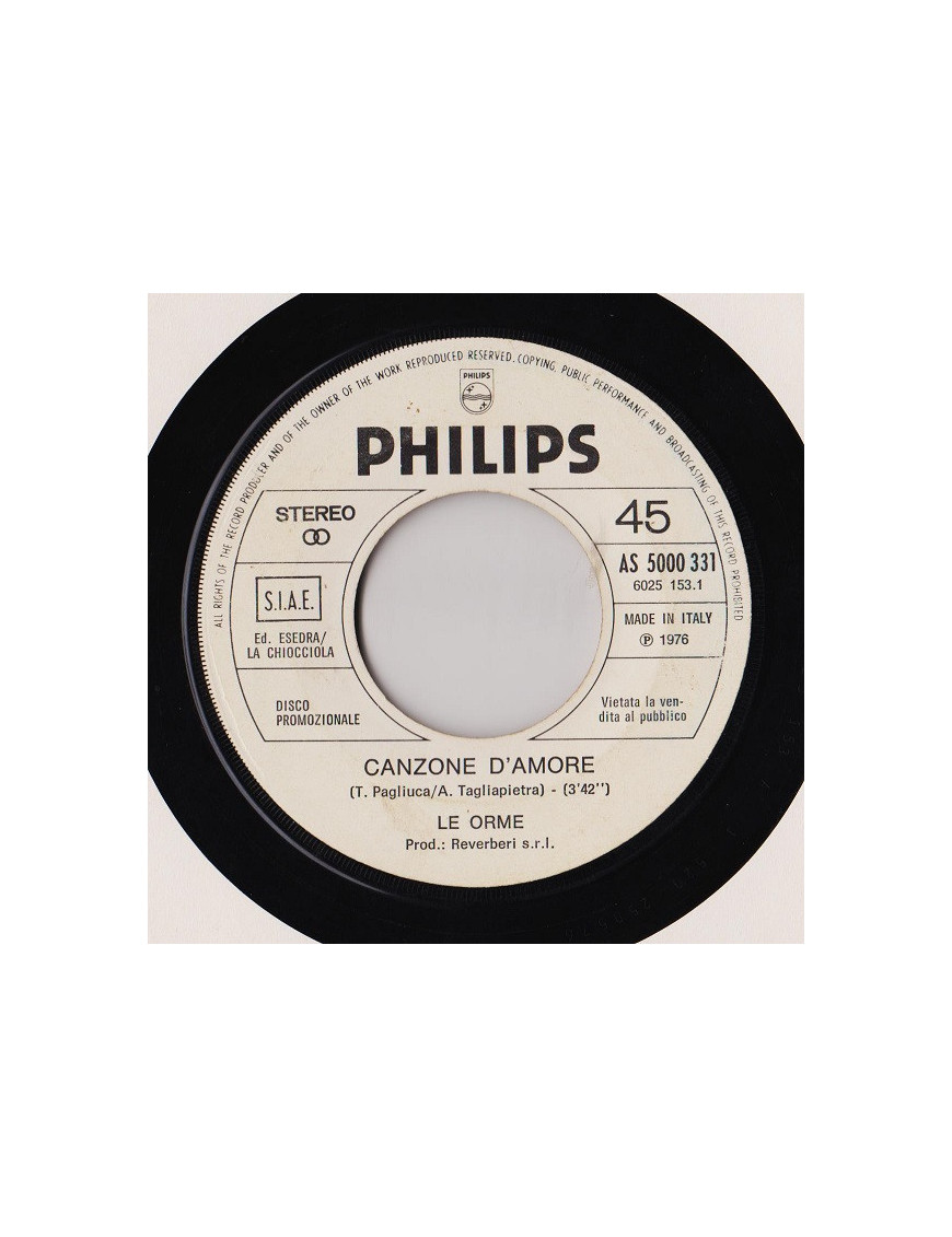 Canzone D'Amore   You See The Trouble With Me [Le Orme,...] - Vinyl 7", 45 RPM, Jukebox, Promo