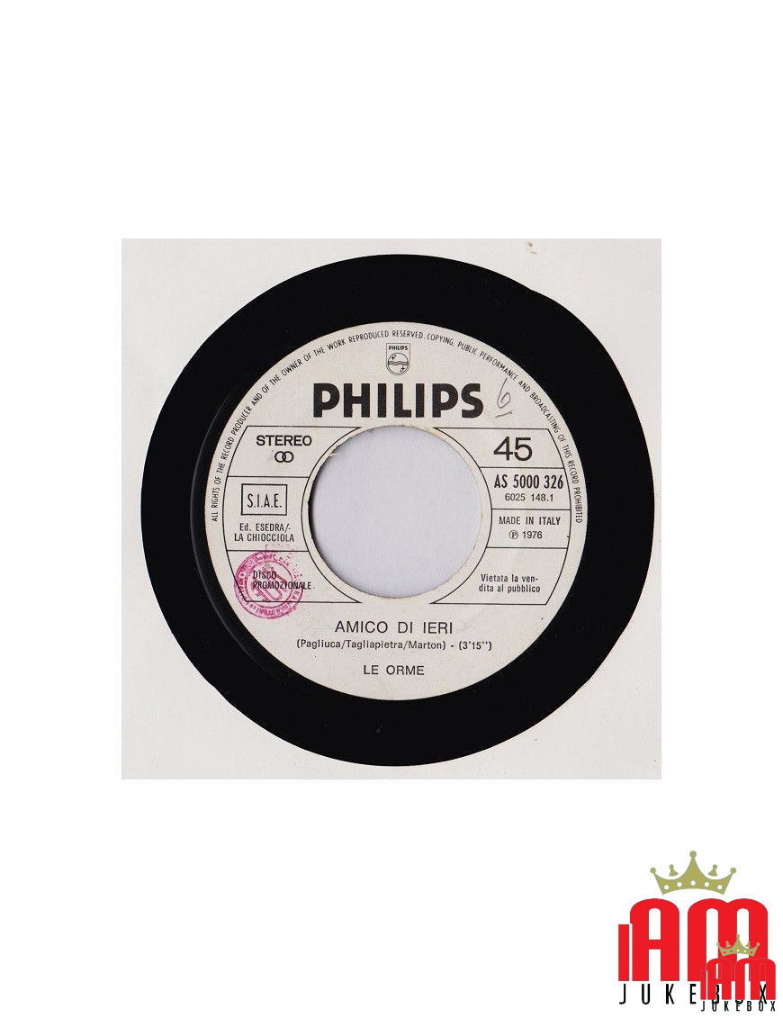 Amico Di Yesterday Under Your Powerful Love [Le Orme,...] - Vinyl 7", 45 RPM, Promo [product.brand] 1 - Shop I'm Jukebox 