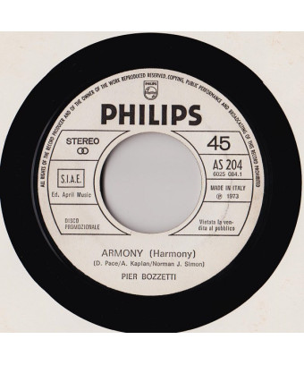 Armony (Harmony) Itch And Scratch (Part 1) [Pier Michele Bozzetti,...] - Vinyl 7", 45 RPM, Promo, Stéréo