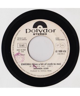 Enigma (Give A Bit Of Mmh To Me) Singing, Shouting... Feeling All The Same [Amanda Lear,...] - Vinyl 7", Promo, 45 RPM [product.