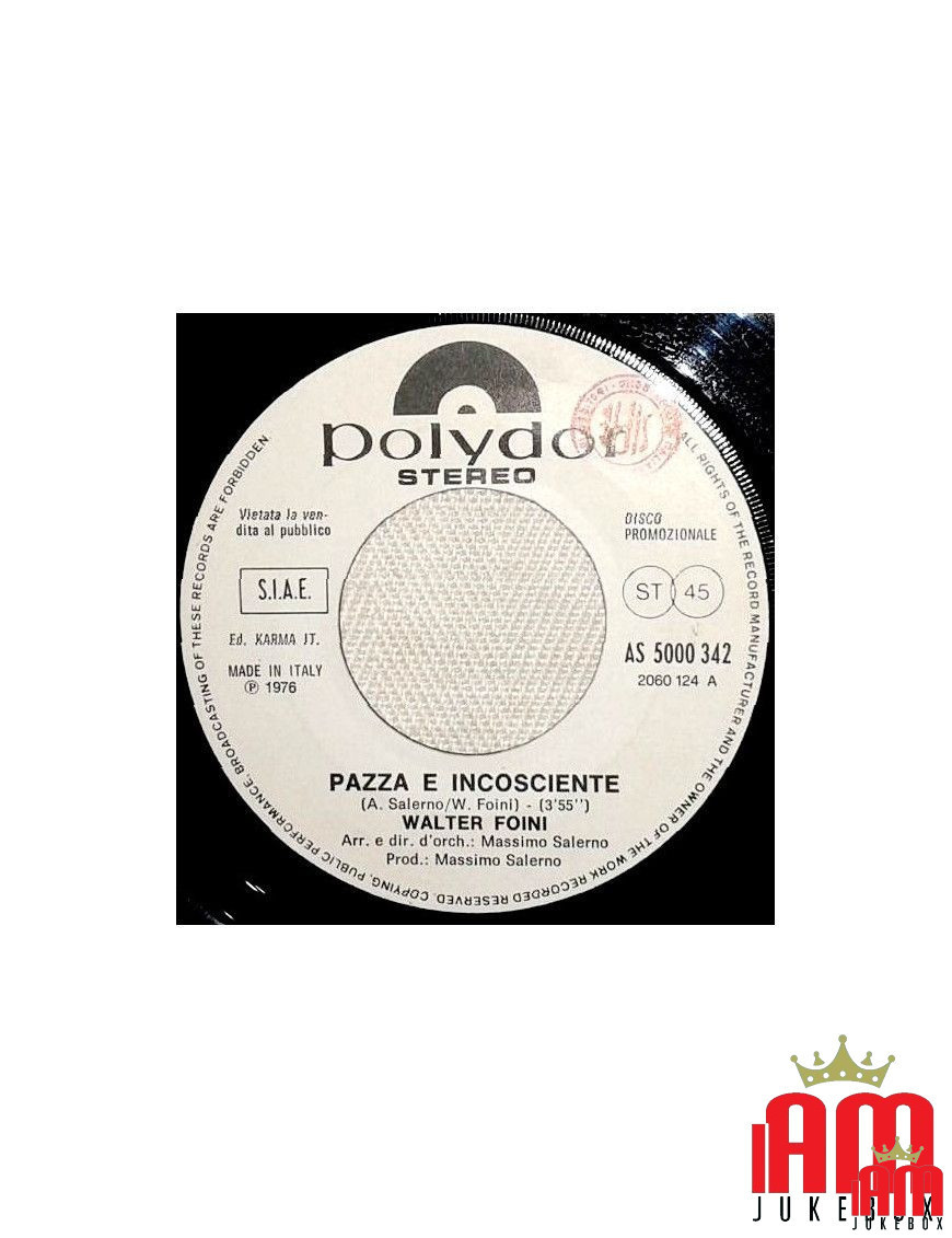 Pazza E Incosciente Tu devrais danser [Walter Foini,...] - Vinyl 7", 45 RPM, Promo [product.brand] 1 - Shop I'm Jukebox 