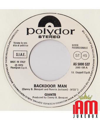 Backdoor Man Love You Inside Out [Giants (4),...] - Vinyle 7", 45 RPM, Promo