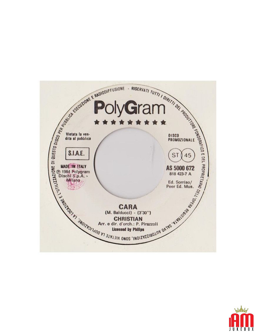 Cara Lei Balla Alone [Christian (106),...] - Vinyle 7", 45 RPM, Promo [product.brand] 1 - Shop I'm Jukebox 