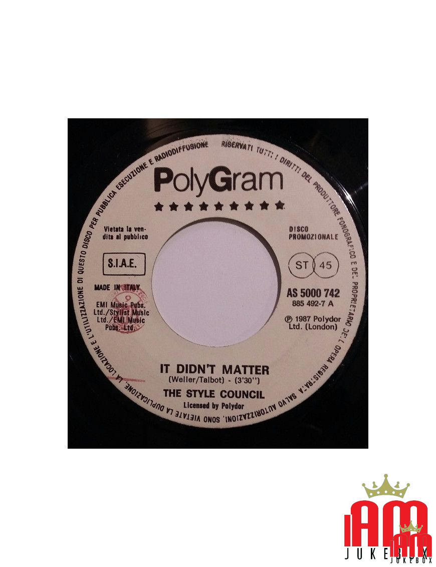 It Didn't Matter The Beat Of The Night [The Style Council,...] – Vinyl 7", 45 RPM, Promo [product.brand] 1 - Shop I'm Jukebox 