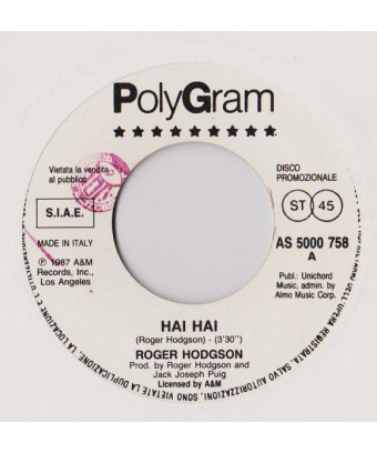 Hai Hai   Wonderful Life [Roger Hodgson,...] - Vinyl 7", 45 RPM, Promo, Stereo