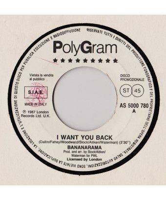 I Want You Back Bullet From A Gun [Bananarama,...] - Vinyl 7", 45 RPM, Promo [product.brand] 1 - Shop I'm Jukebox 