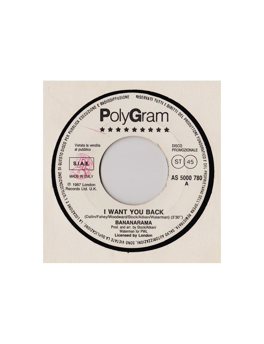 I Want You Back Bullet From A Gun [Bananarama,...] - Vinyl 7", 45 RPM, Promo [product.brand] 1 - Shop I'm Jukebox 