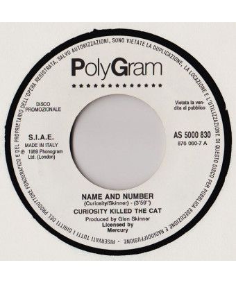 Name And Number Sweet Surrender [Curiosity Killed The Cat,...] - Vinyl 7", 45 RPM, Promo [product.brand] 1 - Shop I'm Jukebox 