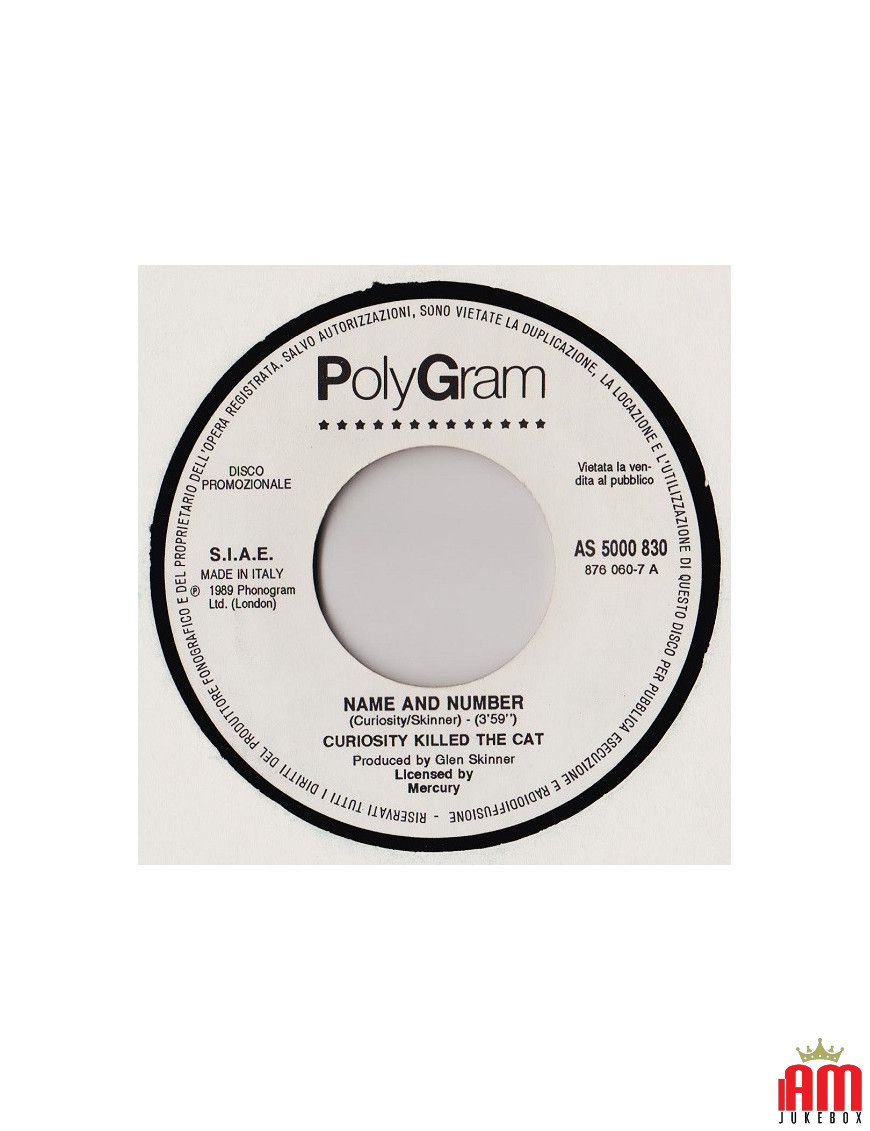 Name And Number Sweet Surrender [Curiosity Killed The Cat,...] - Vinyl 7", 45 RPM, Promo [product.brand] 1 - Shop I'm Jukebox 