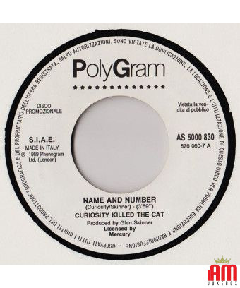 Name And Number Sweet Surrender [Curiosity Killed The Cat,...] - Vinyl 7", 45 RPM, Promo [product.brand] 1 - Shop I'm Jukebox 