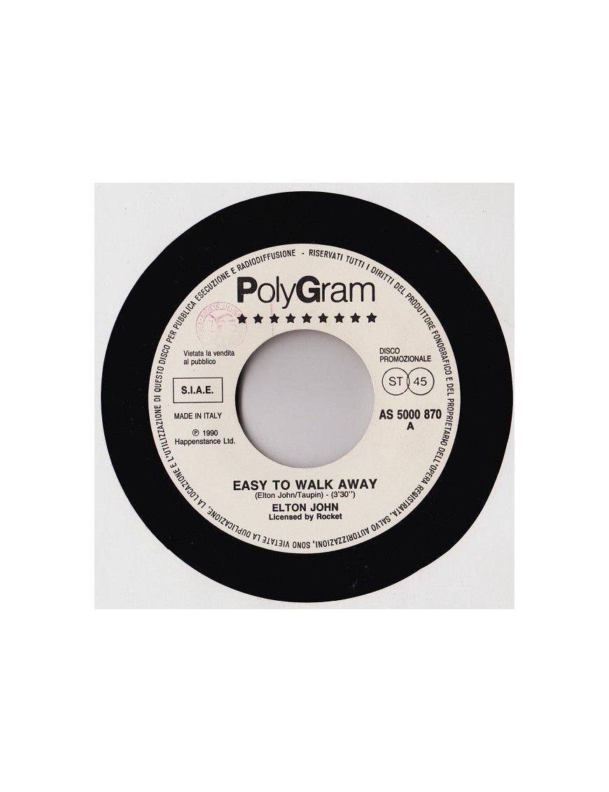 Easier To Walk Away Dance [Elton John,...] - Vinyle 7", 45 RPM, Promo [product.brand] 1 - Shop I'm Jukebox 