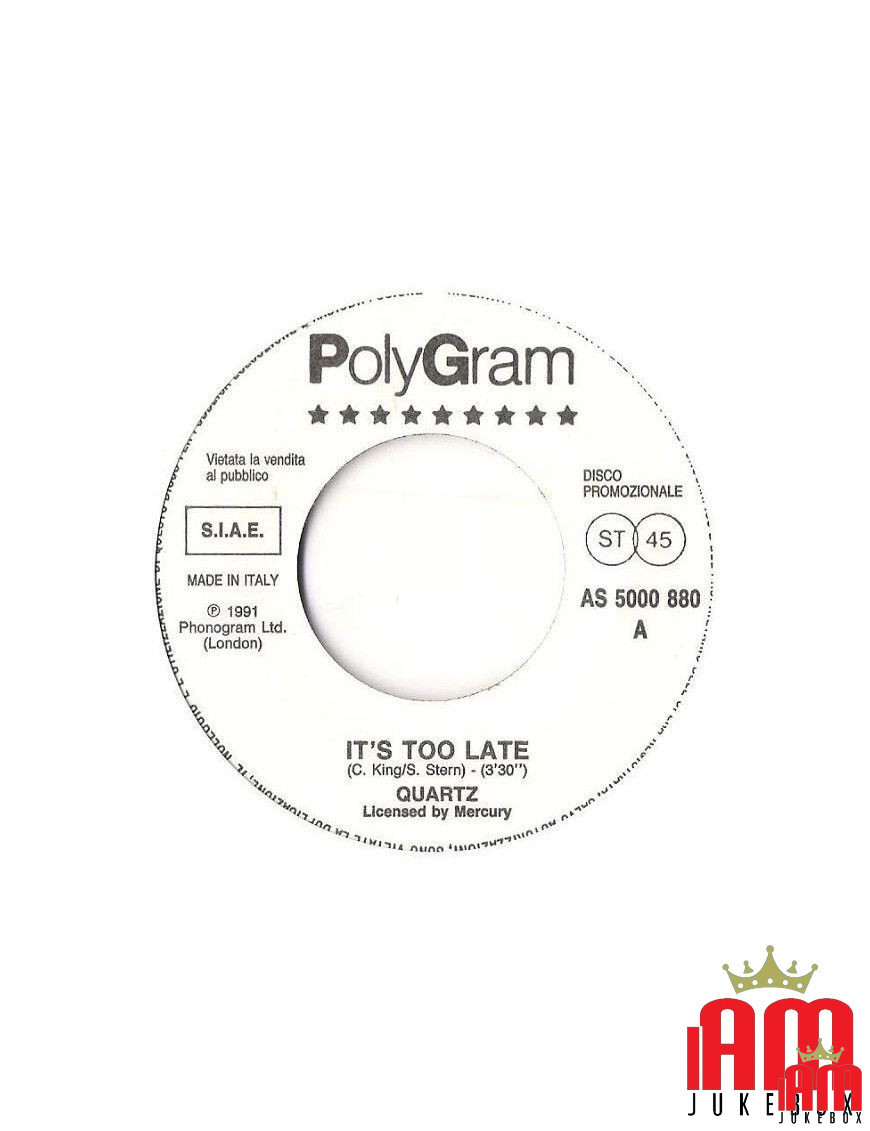 It's Too Late Motor-Cycle [Quartz (2),...] - Vinyl 7", 45 RPM, Promo, Stereo [product.brand] 1 - Shop I'm Jukebox 