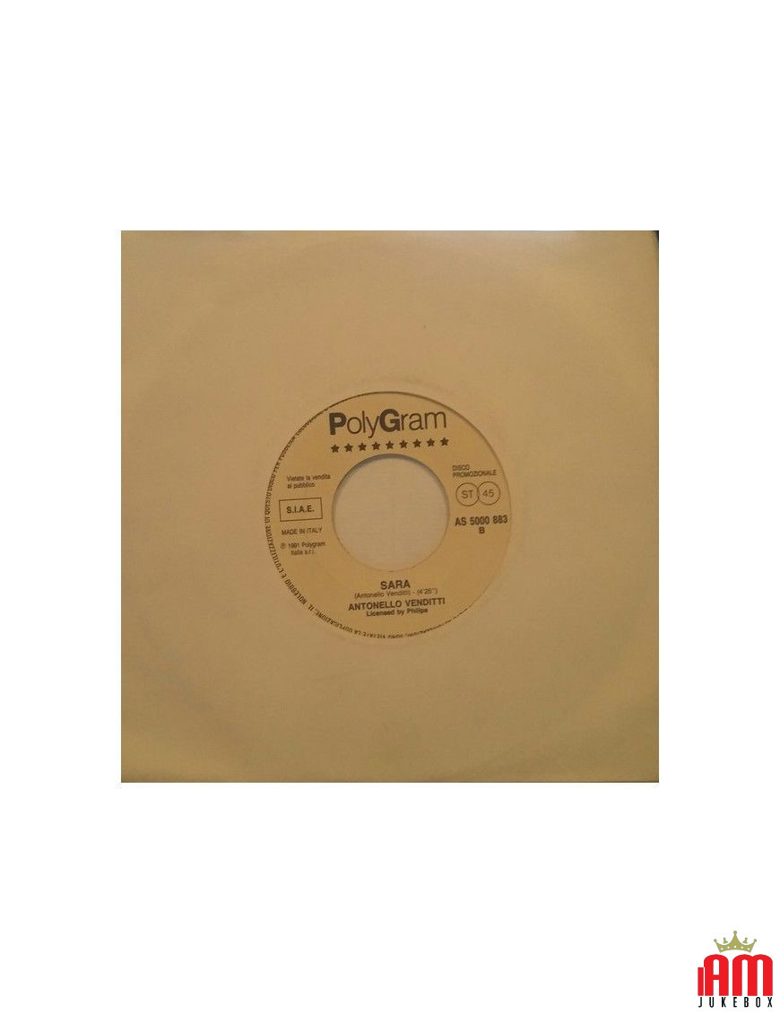 Sara Born Under the Sign of Pisces [Antonello Venditti] - Vinyl 7", 45 RPM, Promo [product.brand] 1 - Shop I'm Jukebox 