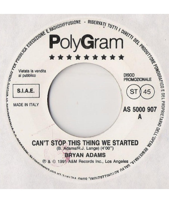 Can't Stop This Thing We Started Hole Hearted [Bryan Adams,...] - Vinyl 7", 45 RPM, Promo, Stéréo [product.brand] 1 - Shop I'm J