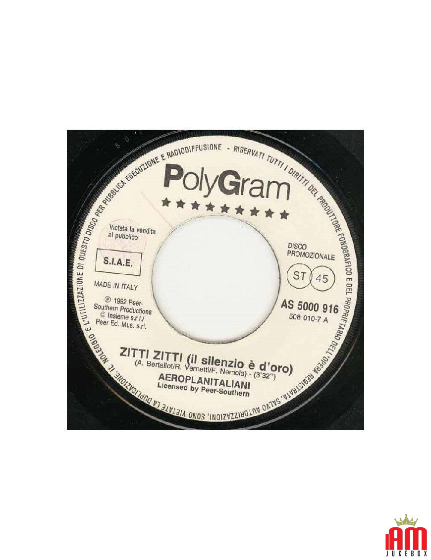 Zitti Zitti (Silence Is Golden) La Force de la vie [Aeroplanitaliani,...] - Vinyl 7", 45 RPM, Promo [product.brand] 1 - Shop I'm