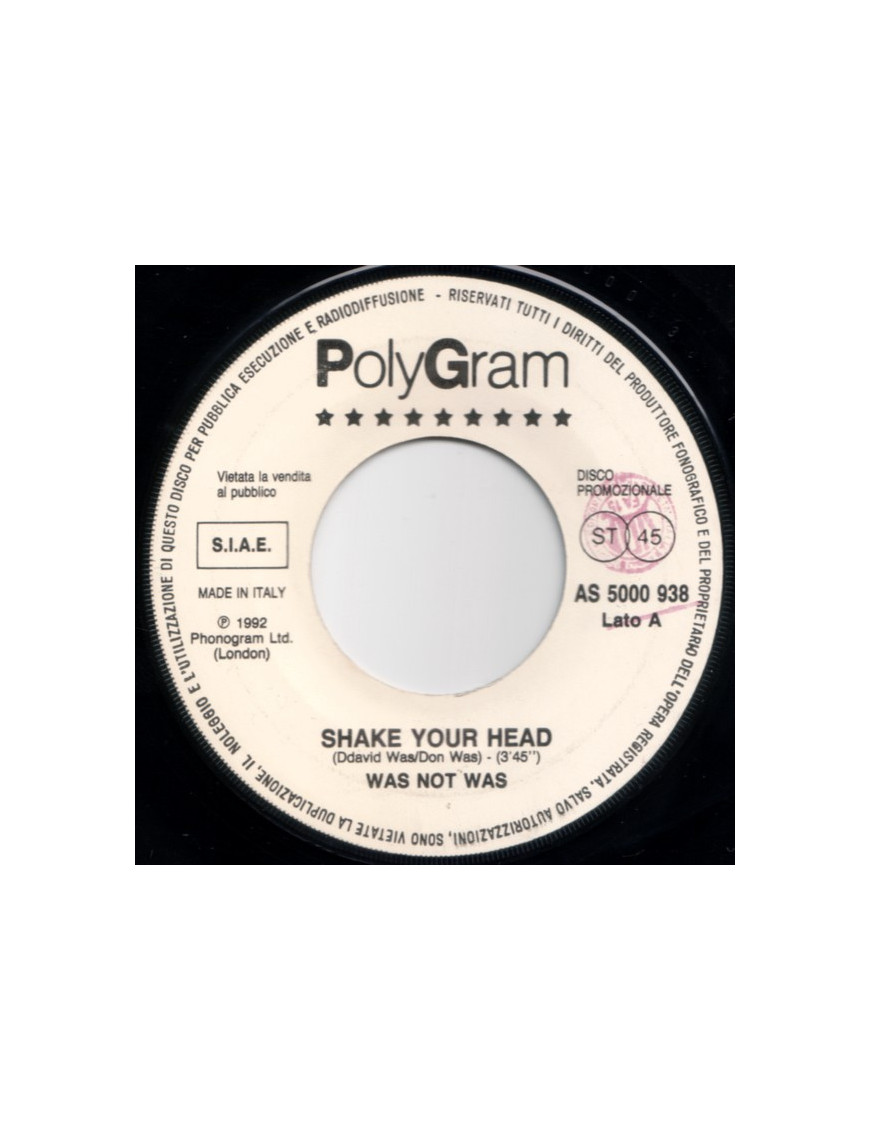 Shake Your Head   A Small Victory [Was (Not Was),...] - Vinyl 7", 45 RPM, Promo