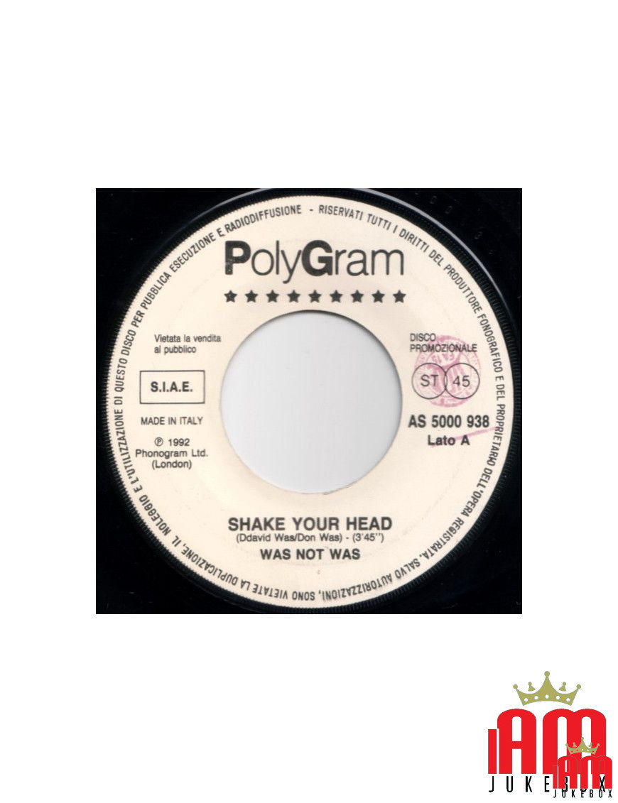 Shake Your Head A Small Victory [Was (Not Was),...] - Vinyl 7", 45 RPM, Promo [product.brand] 1 - Shop I'm Jukebox 