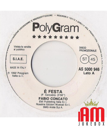 È Festa Moving On [Fabio Concato,...] - Vinyl 7", 45 RPM, Promo, Stereo [product.brand] 1 - Shop I'm Jukebox 