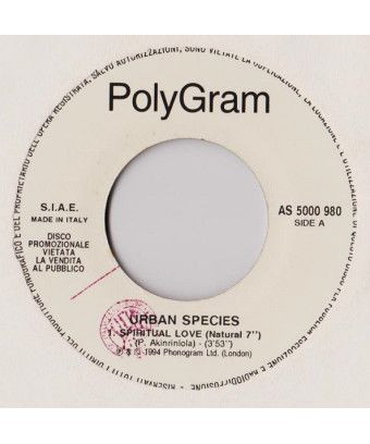 Spiritual Lover 100 % Pure Love [Urban Species,...] – Vinyl 7", 45 RPM, Jukebox, Promo [product.brand] 1 - Shop I'm Jukebox 