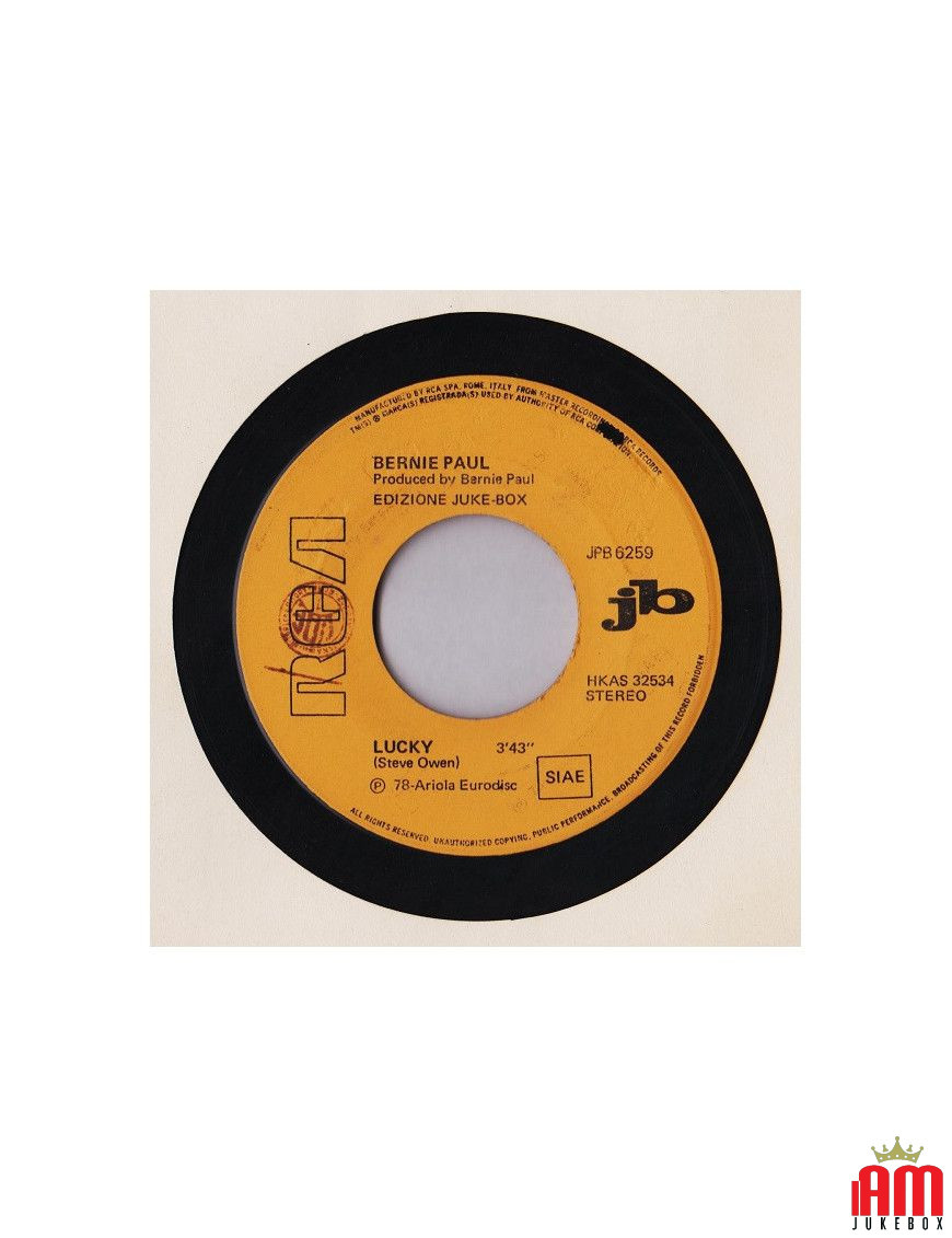 Lucky Stubborn Kind Of Fella [Bernie Paul,...] - Vinyl 7", 45 RPM, Jukebox, Stereo [product.brand] 1 - Shop I'm Jukebox 