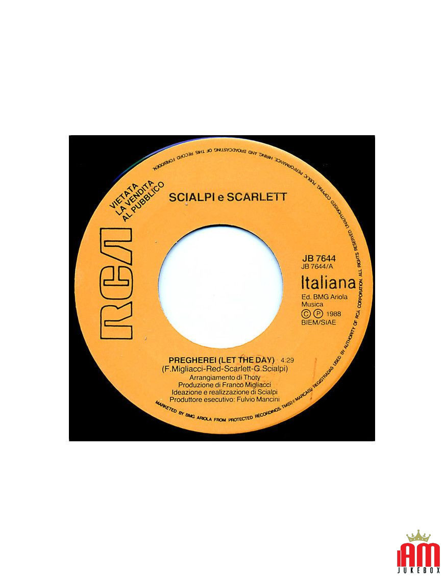 Pregherei (Let The Day) Tell It To My Heart [Scialpi,...] - Vinyl 7", 45 RPM, Promo [product.brand] 1 - Shop I'm Jukebox 