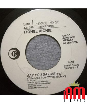 Say You Say Me Preacher Preacher [Lionel Richie,...] - Vinyl 7", 45 RPM, Jukebox [product.brand] 1 - Shop I'm Jukebox 