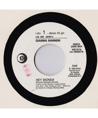 Hey Bionda Scirocco [Gianna Nannini,...] - Vinyle 7", 45 RPM, Jukebox [product.brand] 1 - Shop I'm Jukebox 