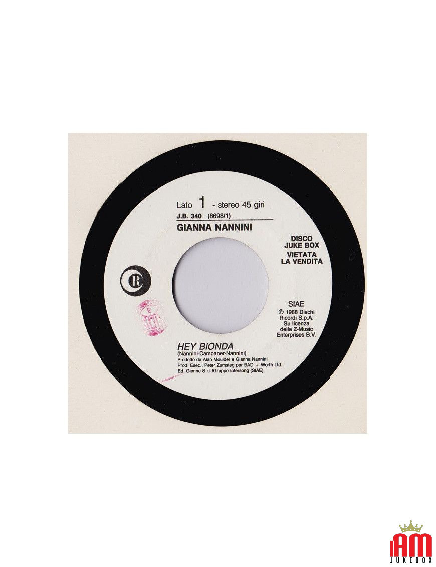 Hey Bionda Scirocco [Gianna Nannini,...] – Vinyl 7", 45 RPM, Jukebox [product.brand] 1 - Shop I'm Jukebox 