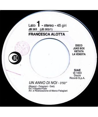 Un Anno Di Noi Uomini Addosso [Francesca Alotta,...] - Vinyl 7", 45 RPM, Jukebox [product.brand] 1 - Shop I'm Jukebox 