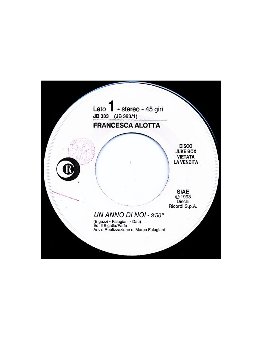 Un Anno Di Noi Uomini Addosso [Francesca Alotta,...] - Vinyl 7", 45 RPM, Jukebox [product.brand] 1 - Shop I'm Jukebox 