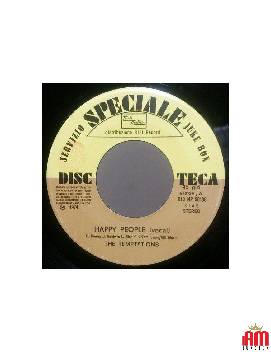 Happy People (Vocal)   I Feel Sanctified [The Temptations,...] - Vinyl 7", 45 RPM, Jukebox, Stereo