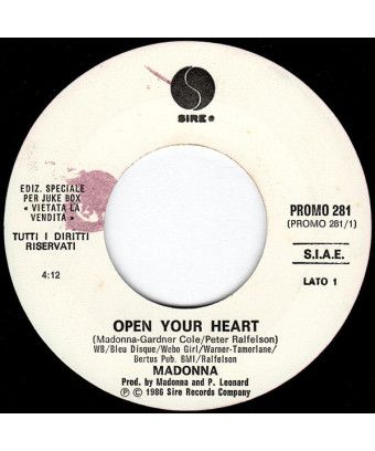 Open Your Heart You Know I Love You... Don't You? [Madonna,...] - Vinyl 7", 45 RPM, Jukebox [product.brand] 1 - Shop I'm Jukebox