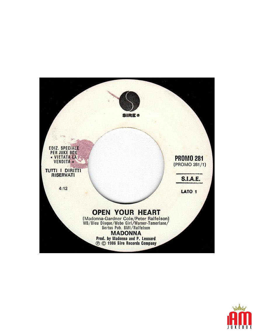 Open Your Heart You Know I Love You... Don't You? [Madonna,...] - Vinyl 7", 45 RPM, Jukebox [product.brand] 1 - Shop I'm Jukebox