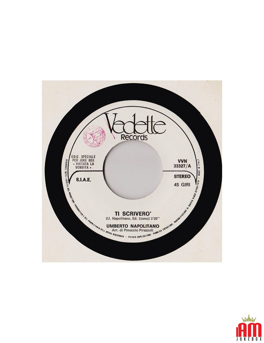 I'll Write to You [Umberto Napolitano] – Vinyl 7", 45 RPM, Jukebox, Stereo [product.brand] 1 - Shop I'm Jukebox 