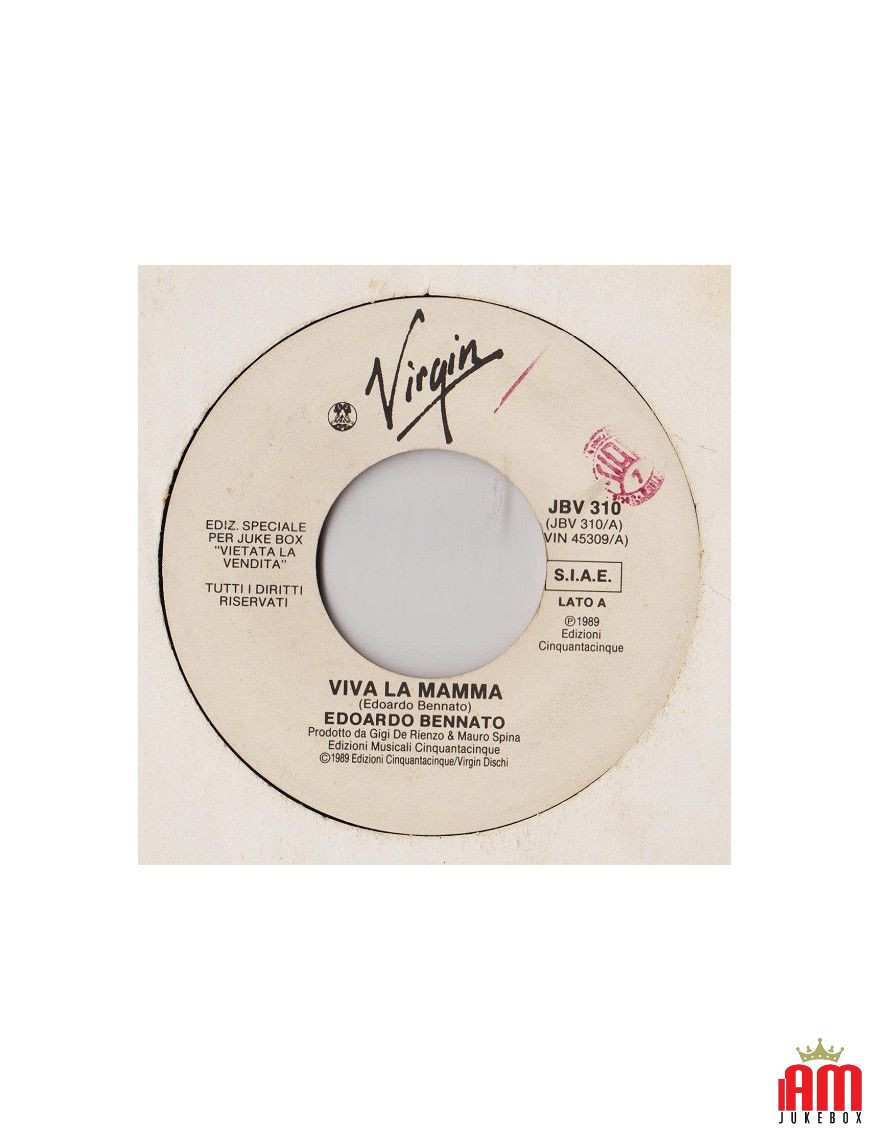 Viva La Mamma [Edoardo Bennato] – Vinyl 7", 45 RPM, Jukebox [product.brand] 1 - Shop I'm Jukebox 